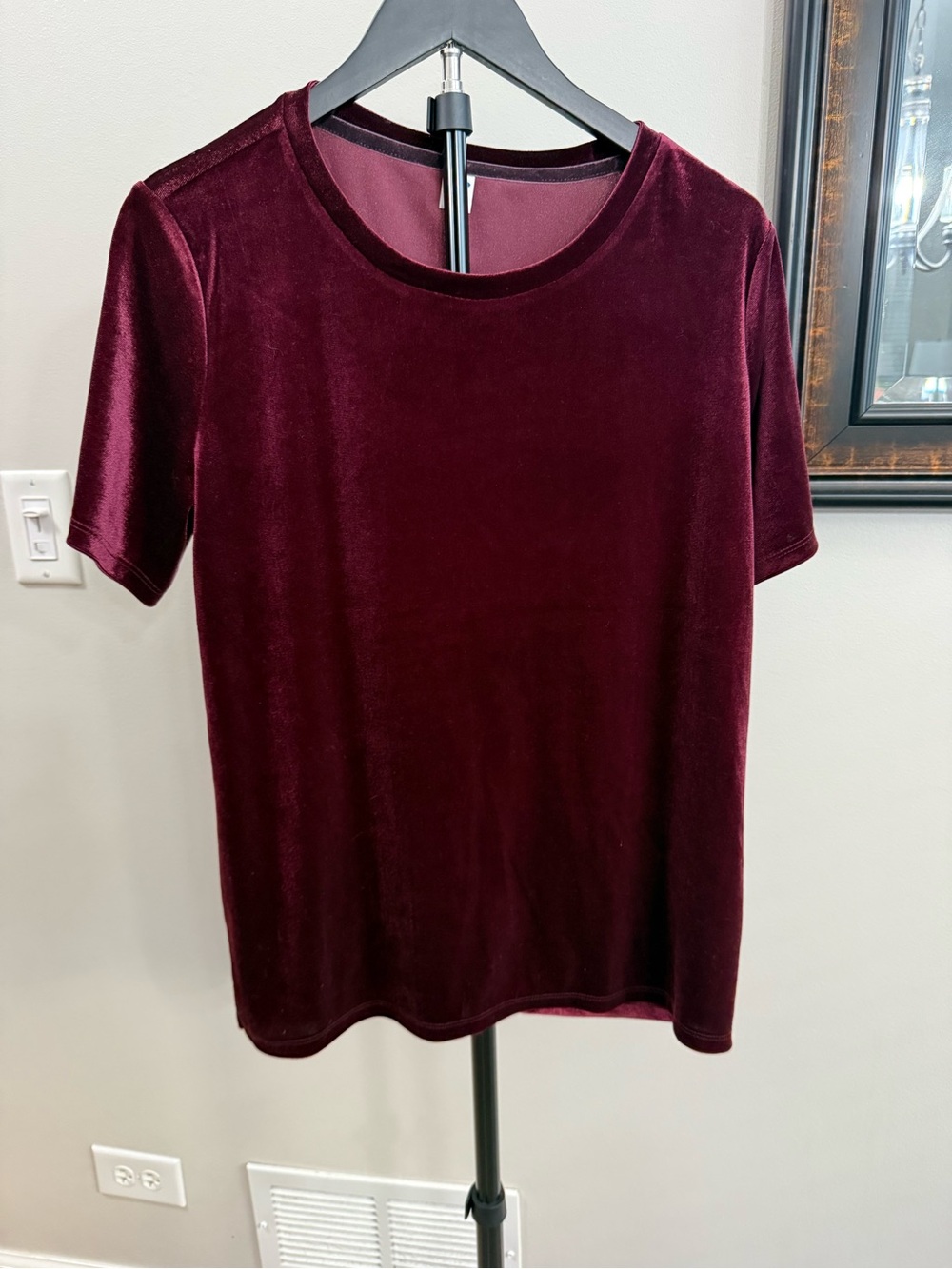 Old Navy Velvet Short Sleeve Tee in Ember Red
